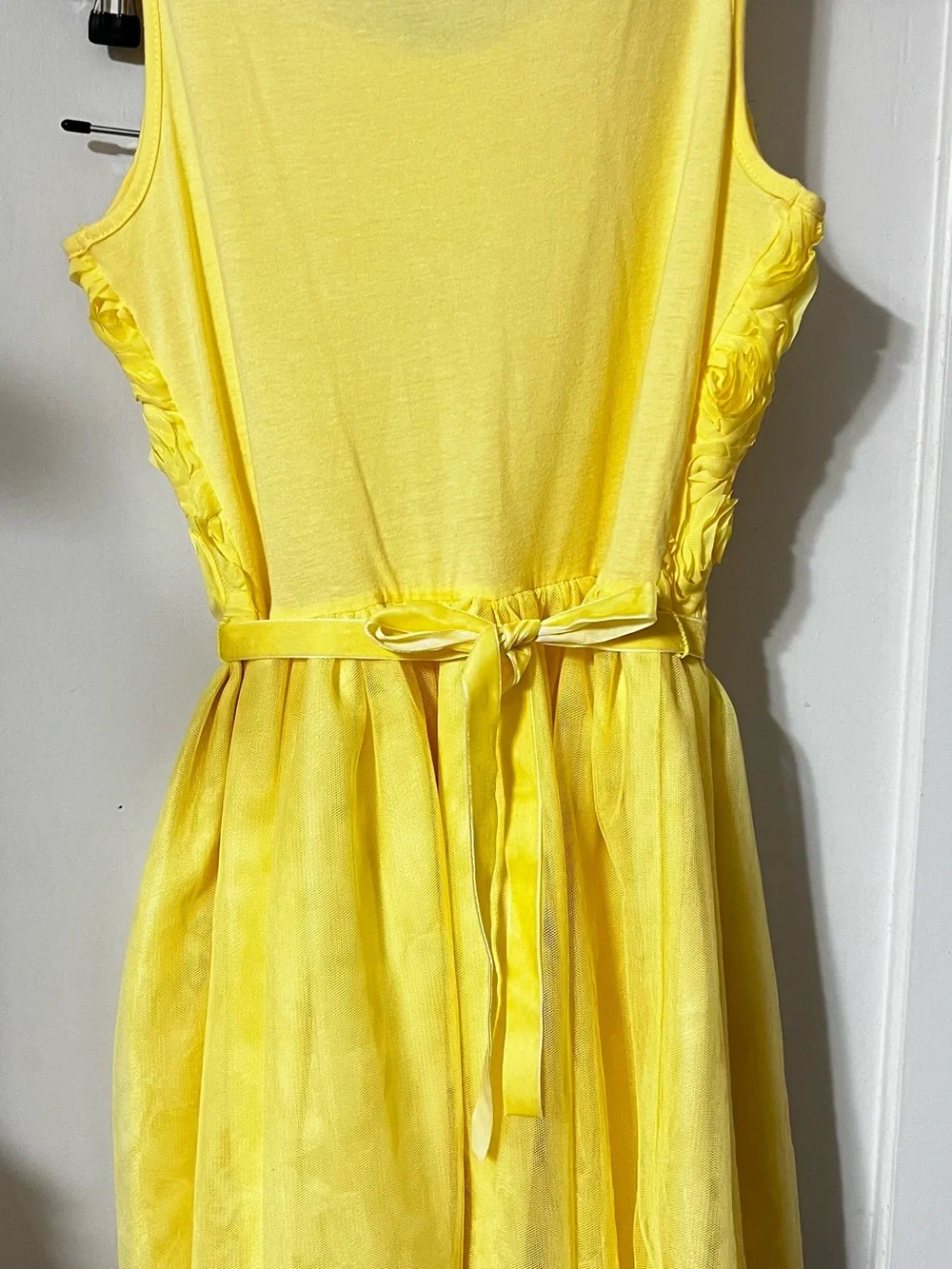 The Children's Place Bright Yellow Rosette Formal Dress with Decorative Belt